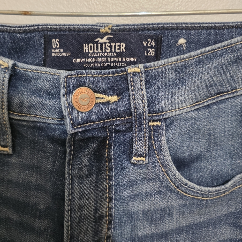 Hollister High-Rise Super Skinny Jeans Dark Wash 0 Short - Picture 2 of 4